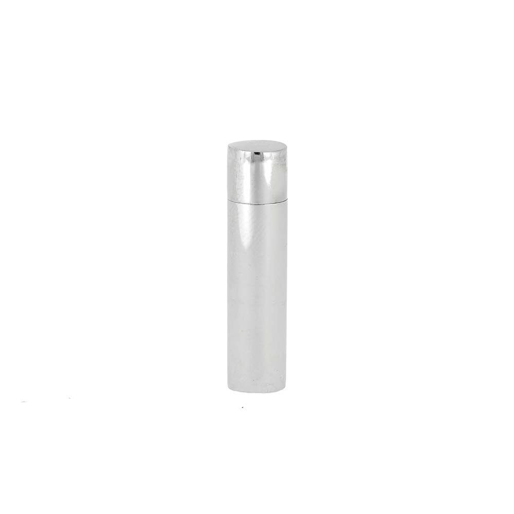 Silver cylindrical urn on a white background