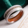 Meteorite Wedding Band with Fossil and Wood Inlays