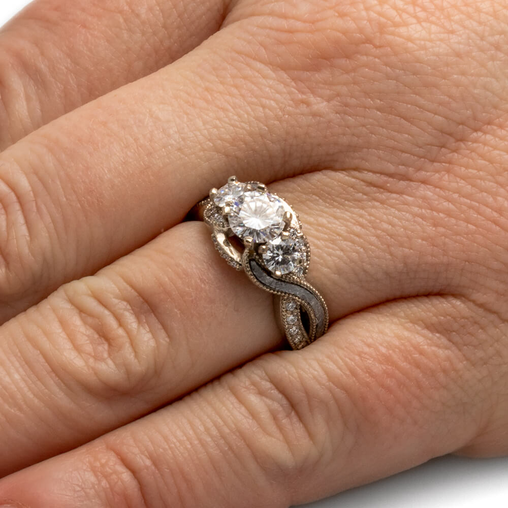 Unique Three Stone Engagement Ring