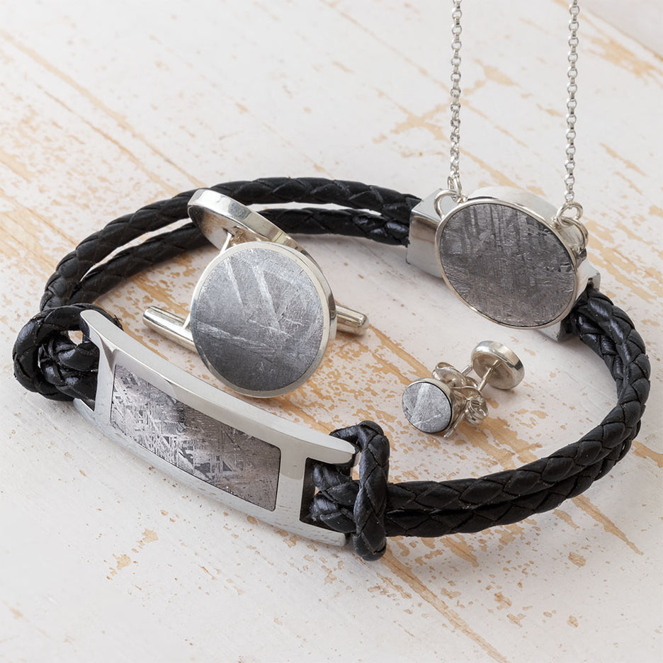 Matching Gibeon Meteorite Jewelry Set for Him and Her