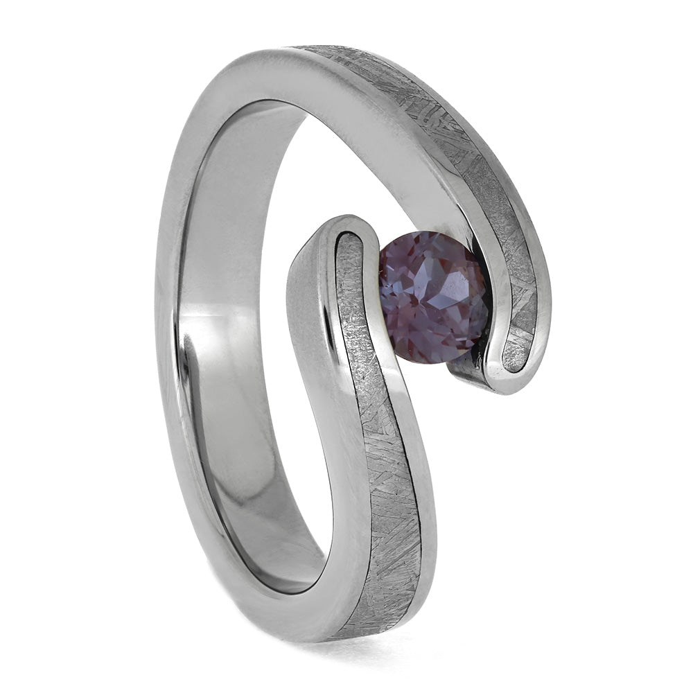 by Jewelry by Johan Unique Meteorite & Alexandrite Engagement Ring 000276