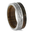 Colorful Meteorite and Fossil Wedding Band