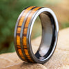 Black Ceramic Wedding Band with Zebrawood