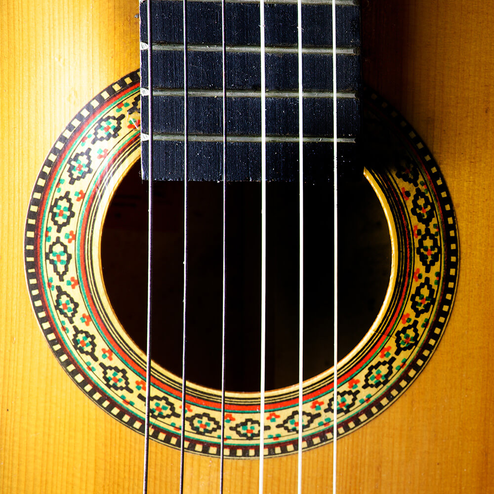 Guitar strings on guitar to be used for jewelry