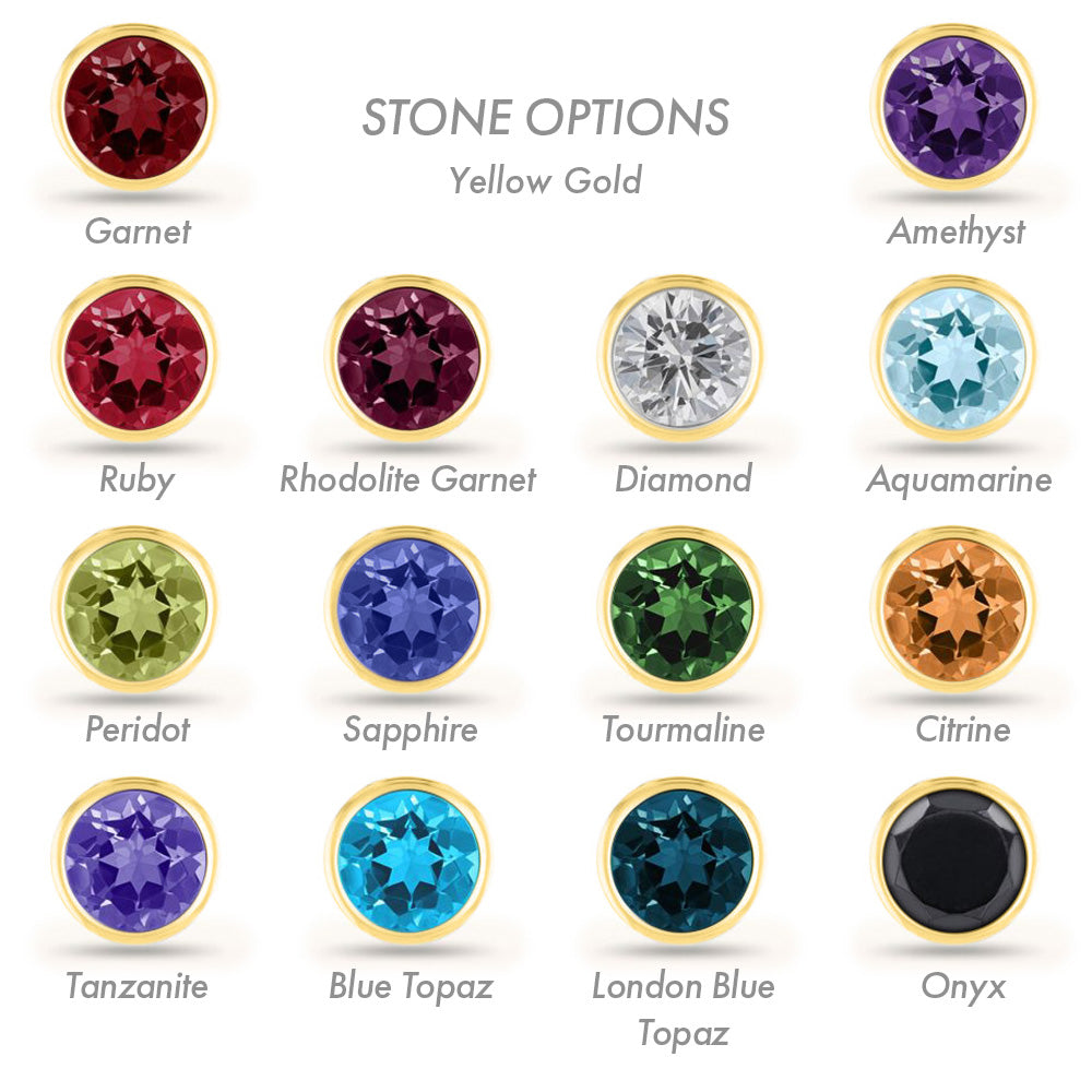 Yellow gold stone options for birthstone necklace