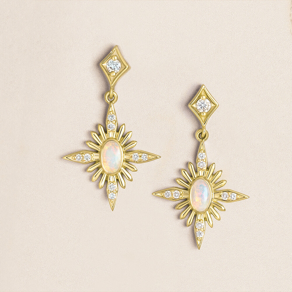Stunning Opal And Diamond Earrings