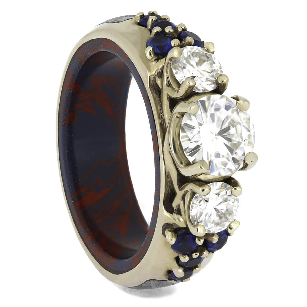 by Jewelry by Johan Three Stone Moissanite Engagement Ring 000011