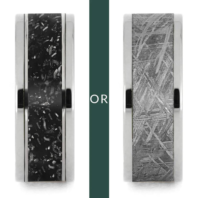 Genuine Meteorite Or Stardust Inlaid Modular Ring