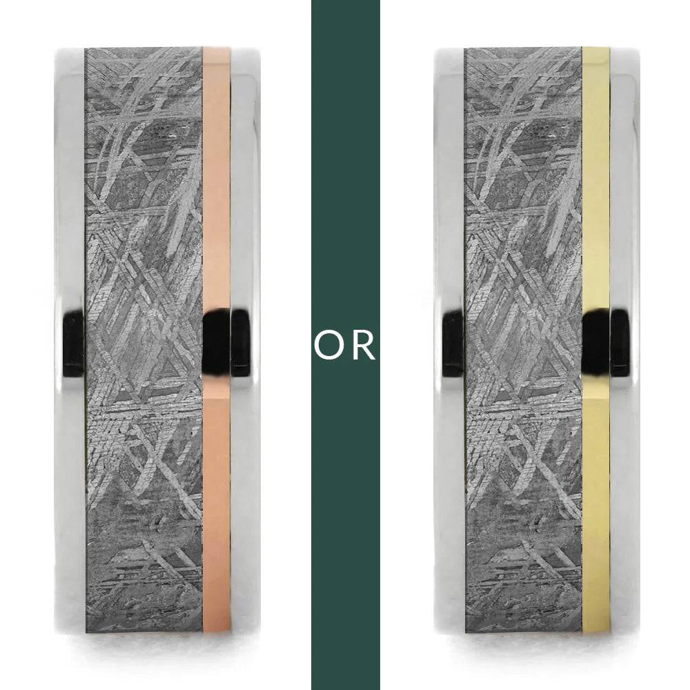 Meteorite & Gold Pinstriped Modular Ring