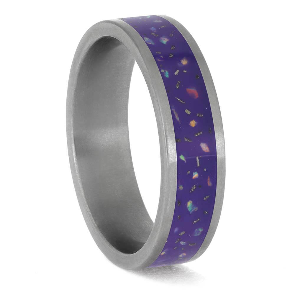 Purple Stardust and Opal Wedding Ring