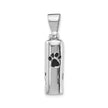 Silver pendant with a black paw print on a white background
