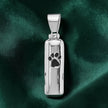 Sterling Silver Urn Necklace with Paw Print Design