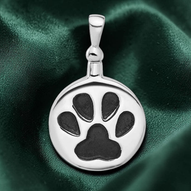 Paw Print Urn Pendant in Sterling Silver