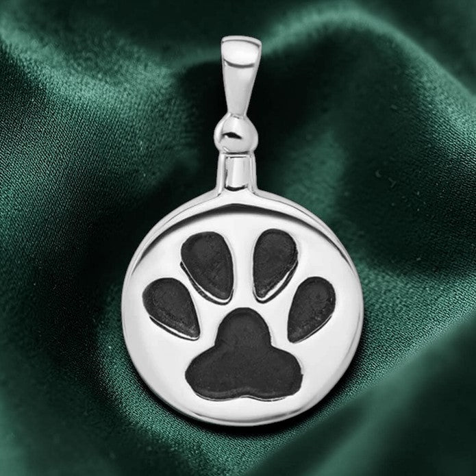 Paw Print Urn Pendant in Sterling Silver