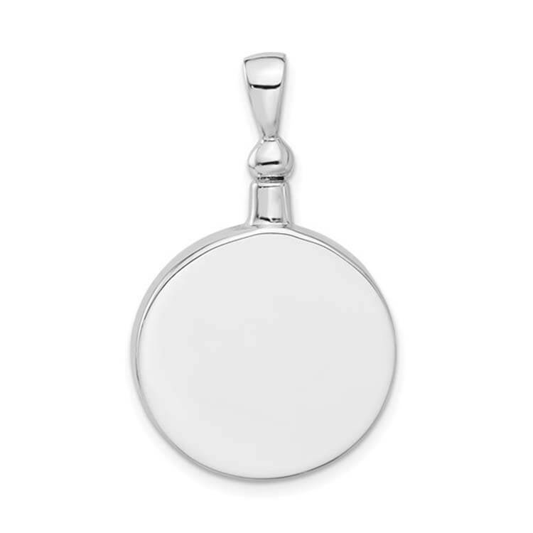 Silver round pendant on a white background