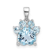 Sky Blue Topaz Memorial Paw Print Pendant