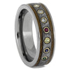Titanium and Whiskey Wood Band with Stones