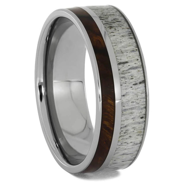 Antler Wedding Band with Wood