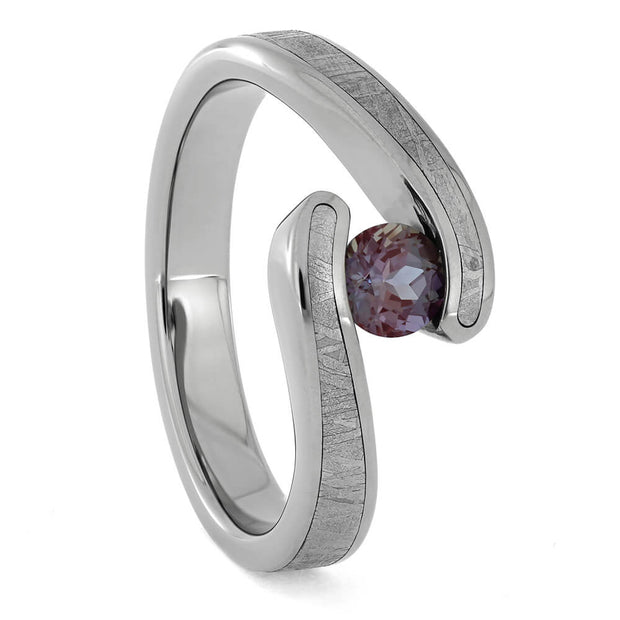 Alexandrite Engagement Ring with Meteorite