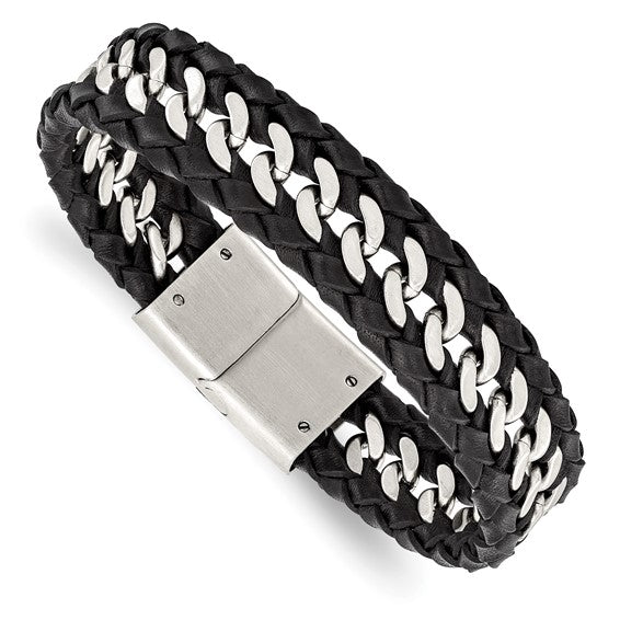 Leather and Chain Bracelet