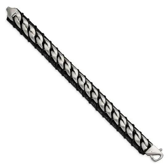 Leather and Chain Bracelet for Men