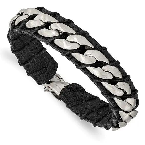 Leather and Chain Bracelet
