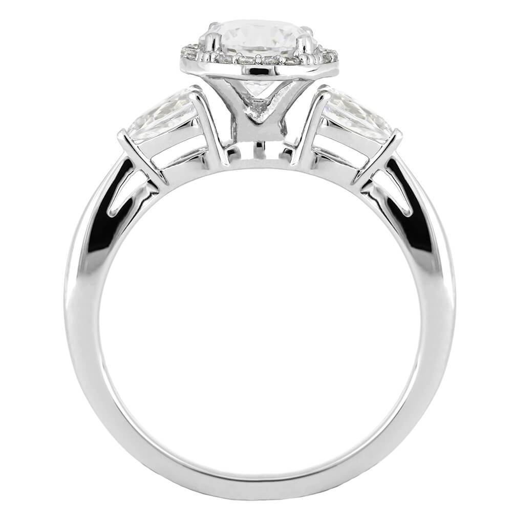 White Gold Moissanite Halo Engagement Ring With Diamond Accents-ST711-25M - Jewelry by Johan