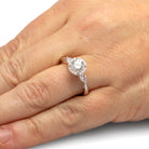 White Gold Moissanite Halo Engagement Ring With Diamond Accents-ST711-25M - Jewelry by Johan