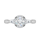 White Gold Moissanite Halo Engagement Ring With Diamond Accents-ST711-25M - Jewelry by Johan