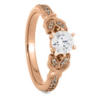 Gold Moissanite Engagement Ring With Leaf Accented Band-ST733-8M - Jewelry by Johan