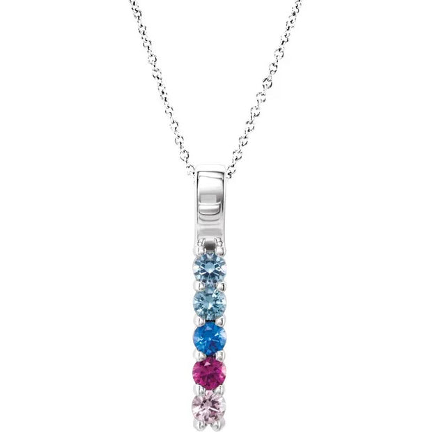 Necklace with colorful gemstones on a white background