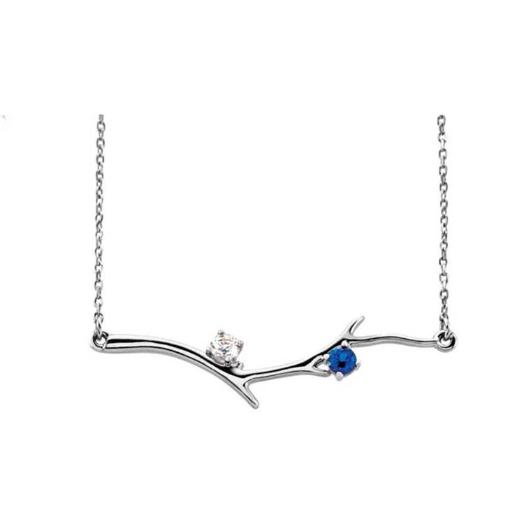 Silver Branch Necklace with Birthstones