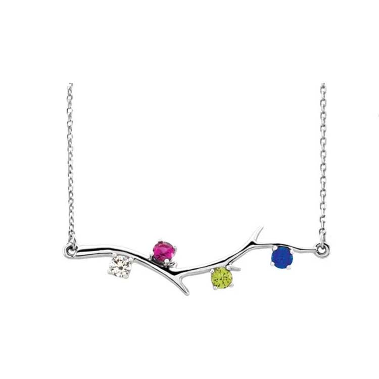 Birthstone Necklace with Family Tree Design