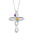 Silver Cross Necklace with 5 Birthstones