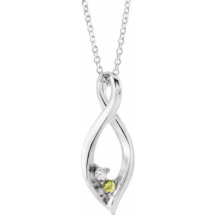 Sterling Silver Pendant Necklace with Birthstones