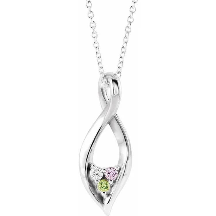 Silver Infinity Necklace with Three Stones