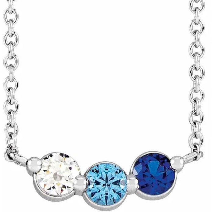 Three Birthstone Necklace in Silver