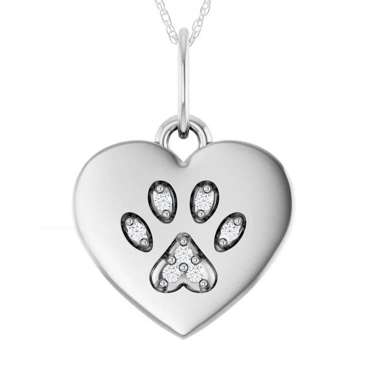 Paw Print Necklace with Heart Design