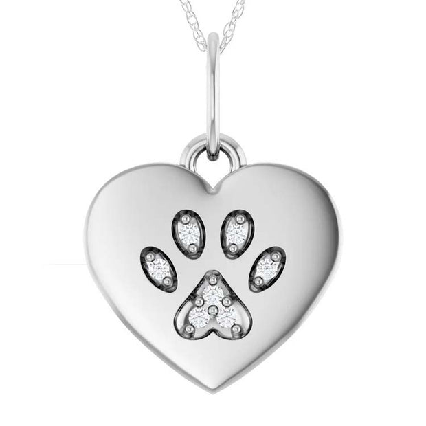 Paw Print Necklace with Heart Design