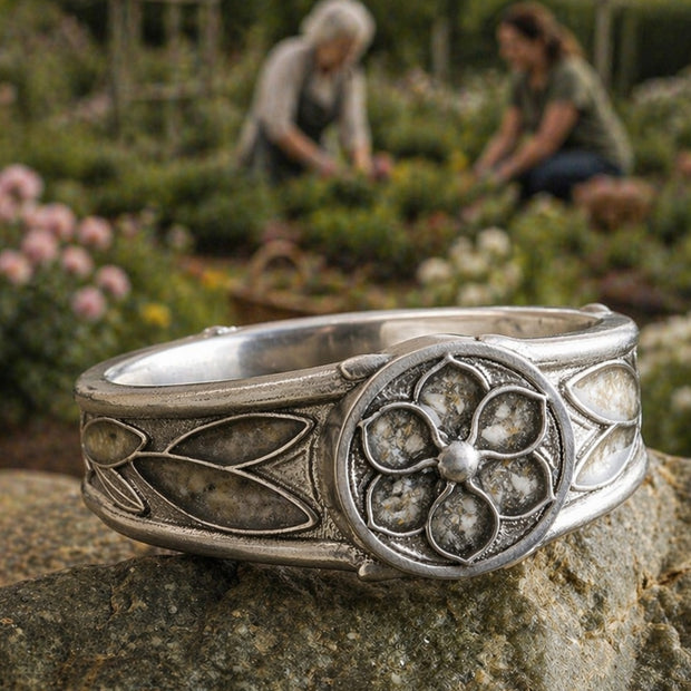 Custom Memorial Signet Ring with Floral Design