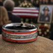 Black Ceramic and Red Enamel Memorial Ring