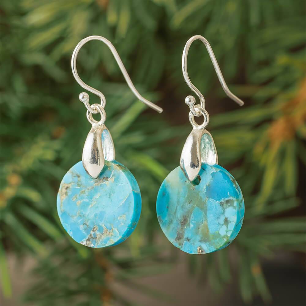 IV# Exquisite 1” Turquoise & Sterling Silver Dangle store Earrings