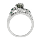 Moss Agate and Emerald Engagement Ring