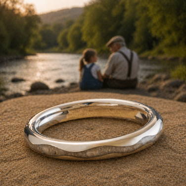 Memorial Cremation Ring With Wavy Profile in Solid Gold