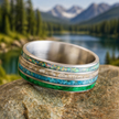Memorial Ring with Opal, Turquoise, Ashes and Wood