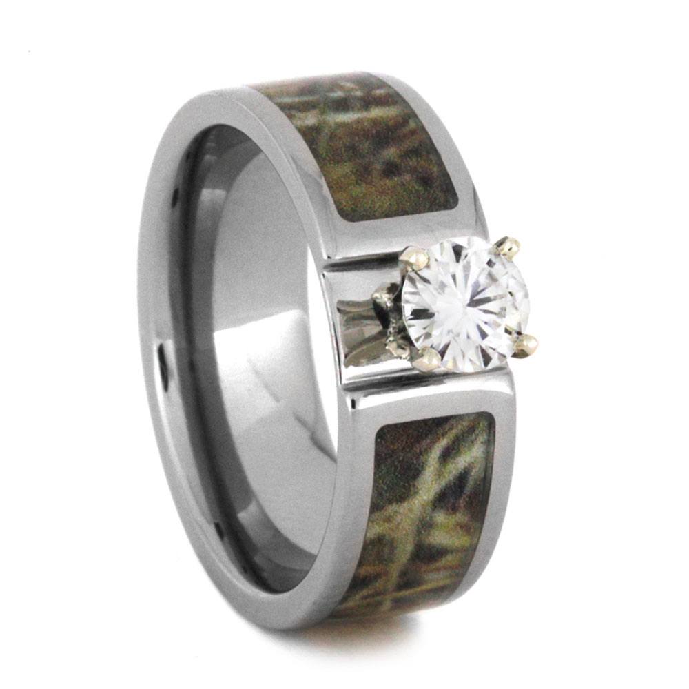 Moissanite Engagement Ring With Camo Inlay In Band, Size 7-RS9033 - Jewelry by Johan