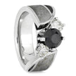 Black Diamond Platinum Engagement Ring With Meteorite-2378 - Jewelry by Johan