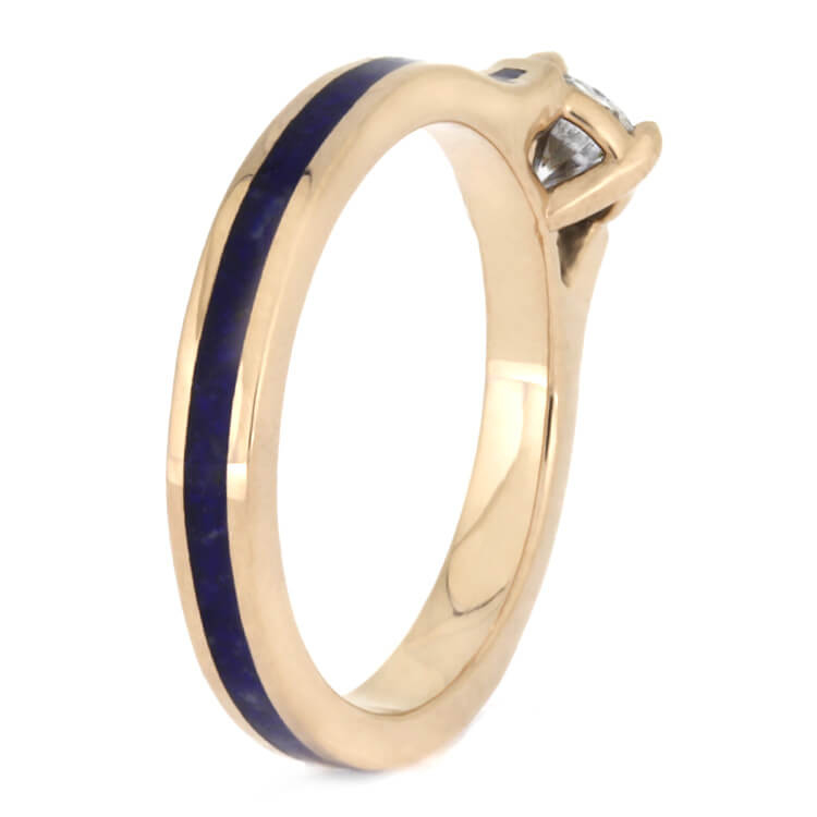 Lapis Engagement Ring In Rose Gold, Moissanite Solitaire-2639 - Jewelry by Johan