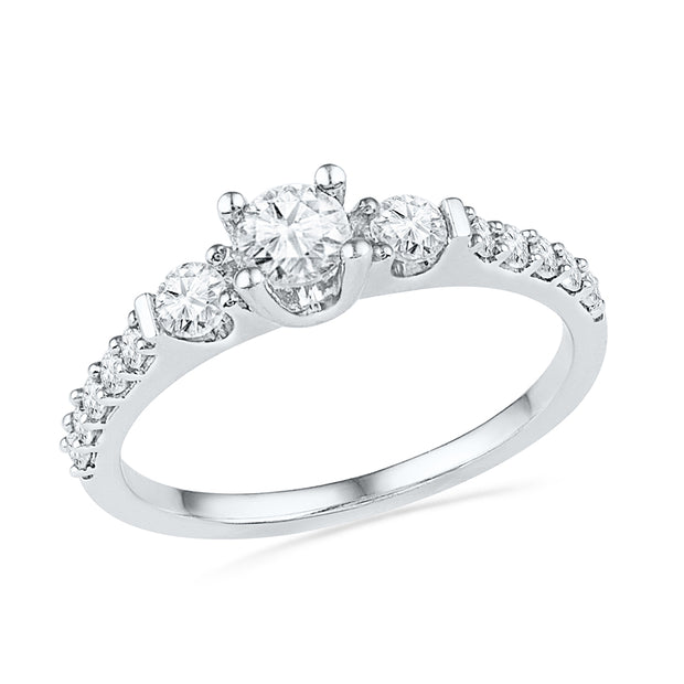 Sterling Silver Three Stone Engagement Ring-SHRE027494-SS - Jewelry by Johan