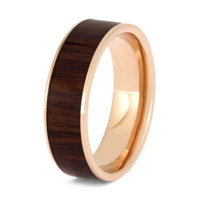 Ipe Wood Wedding Band, Rose Gold Ring